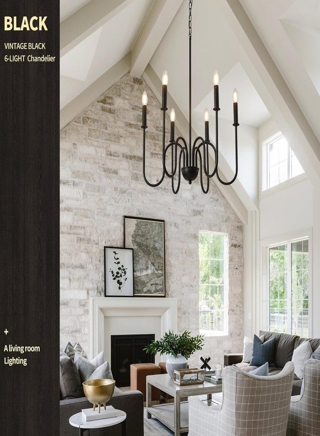 WOKE Chandelier Light for Ceiling | 6 Light Modern Hanging Lamp, Jhoomar for Living & Dining Room (Black Metal, E14 Holder, Adjustable Chain) (Bulb not Included) - Image 5